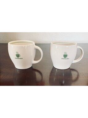 2 White Green 2003 Vintage Starbucks Barista Cups
